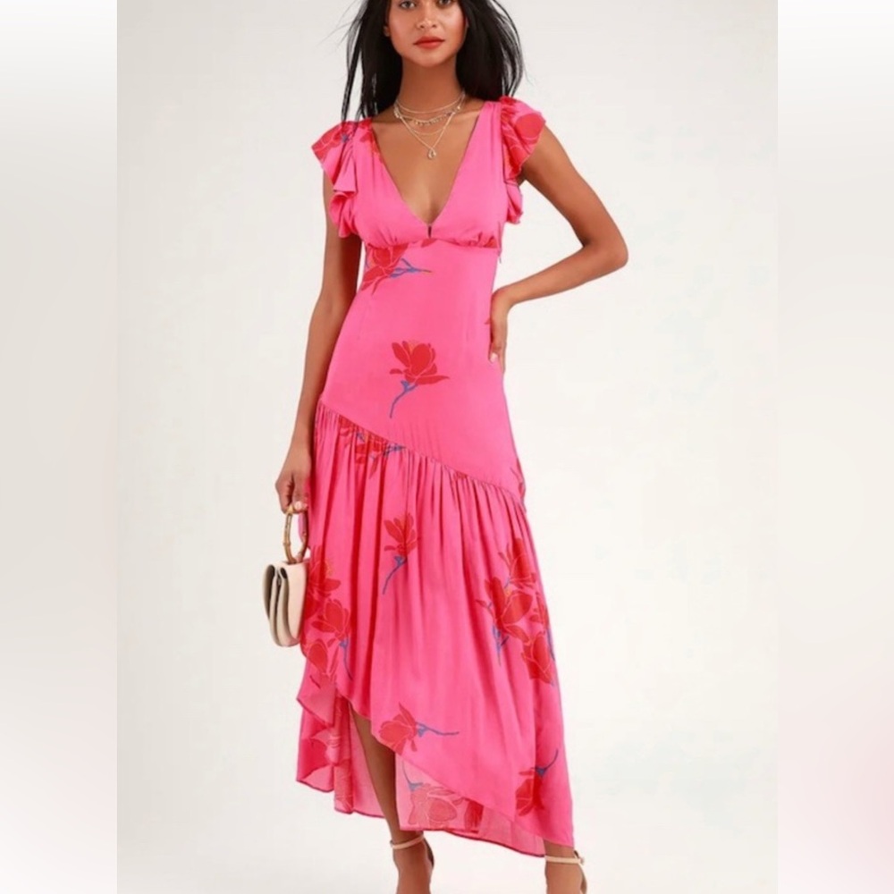 Free People Pink Floral High Low Dress